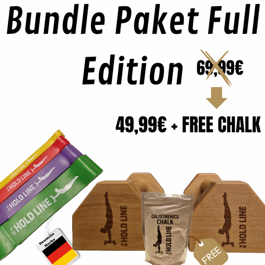 💥 Power Pack – Holz Bars + 4 Resistance Bands + Gratis Chalk Powder